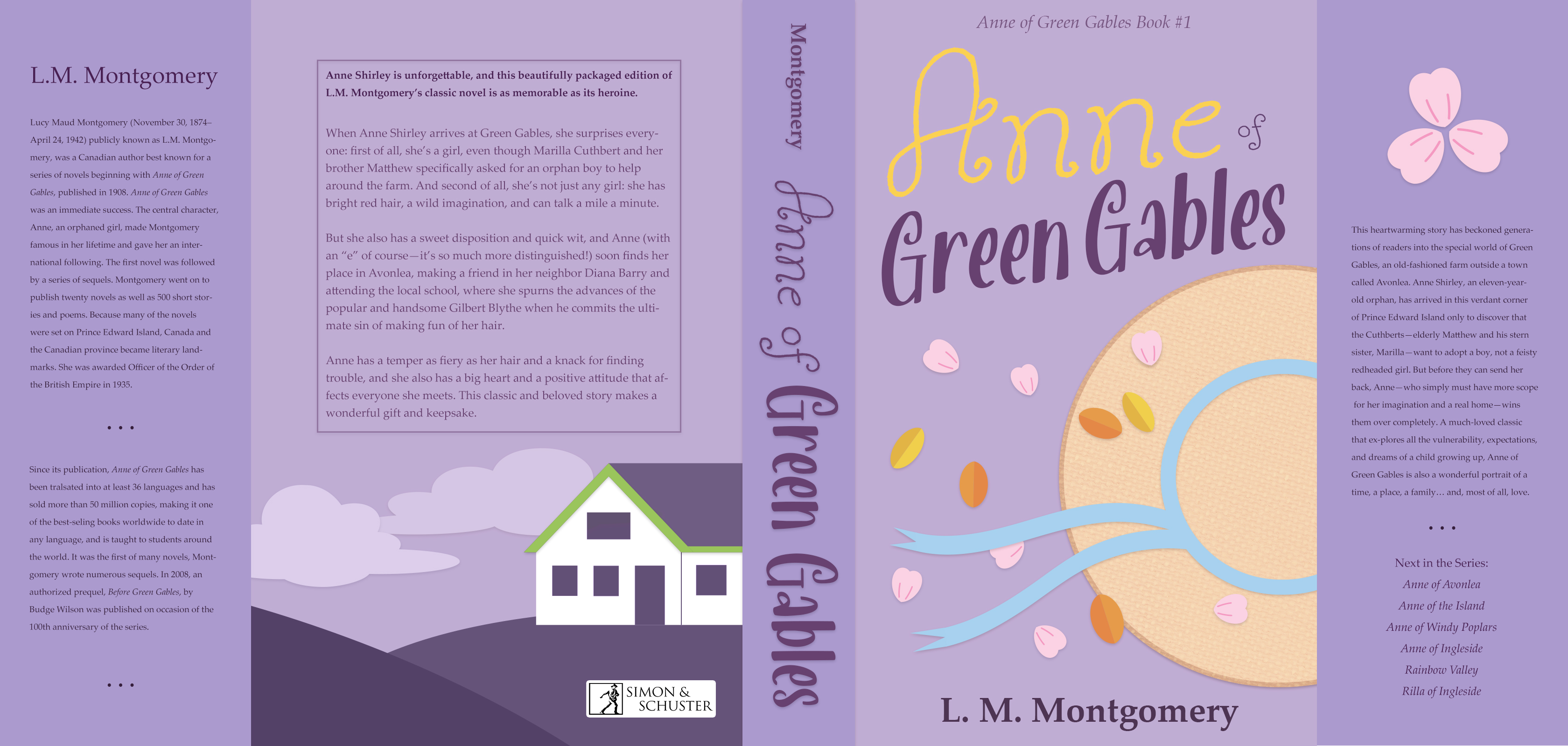 Book jacket design for Anne of Green Gables.