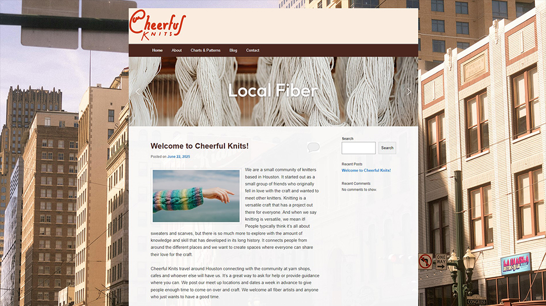 Screenshot of Cheerful Knits site.