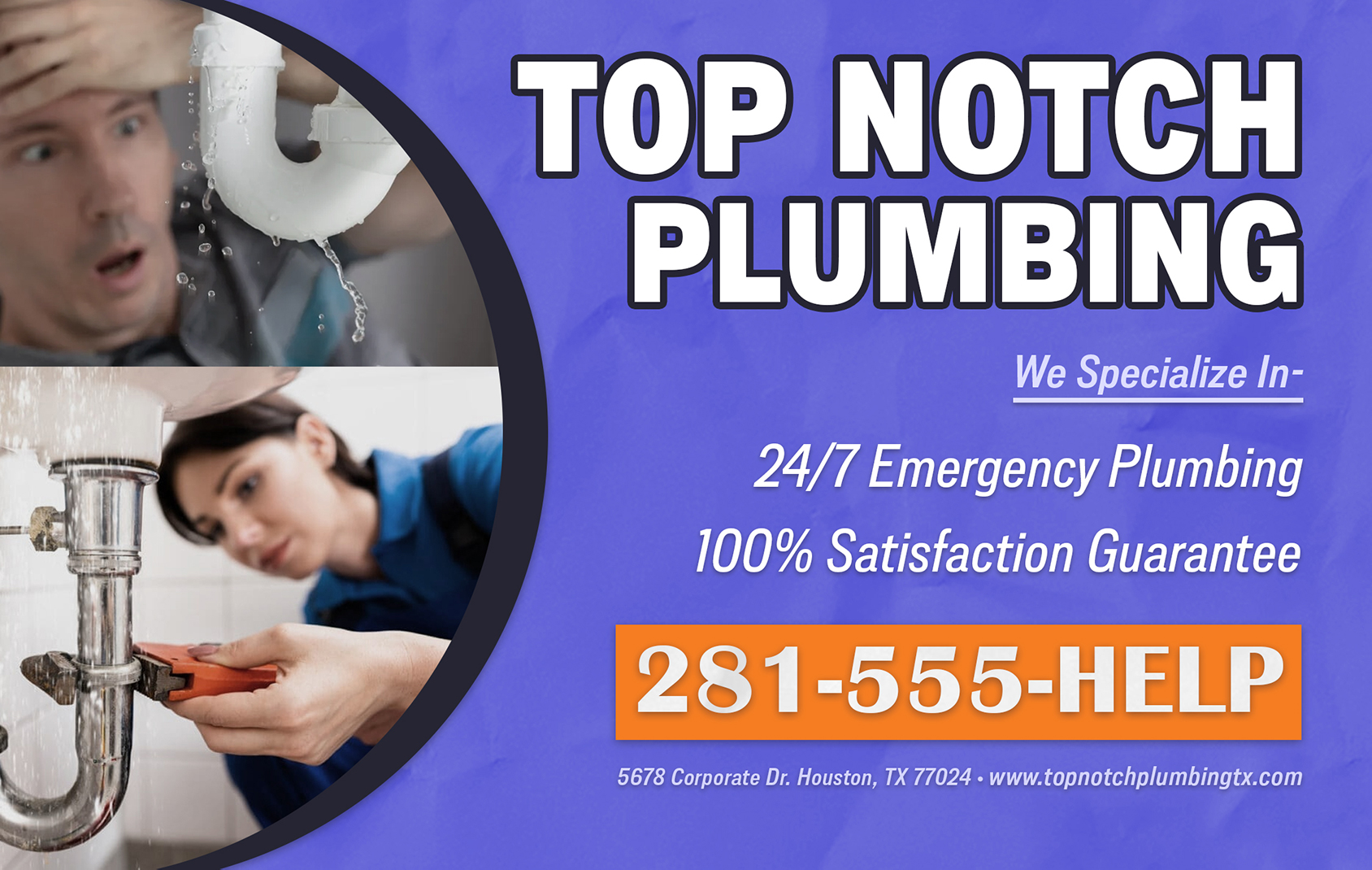 Plumbing advertisement.